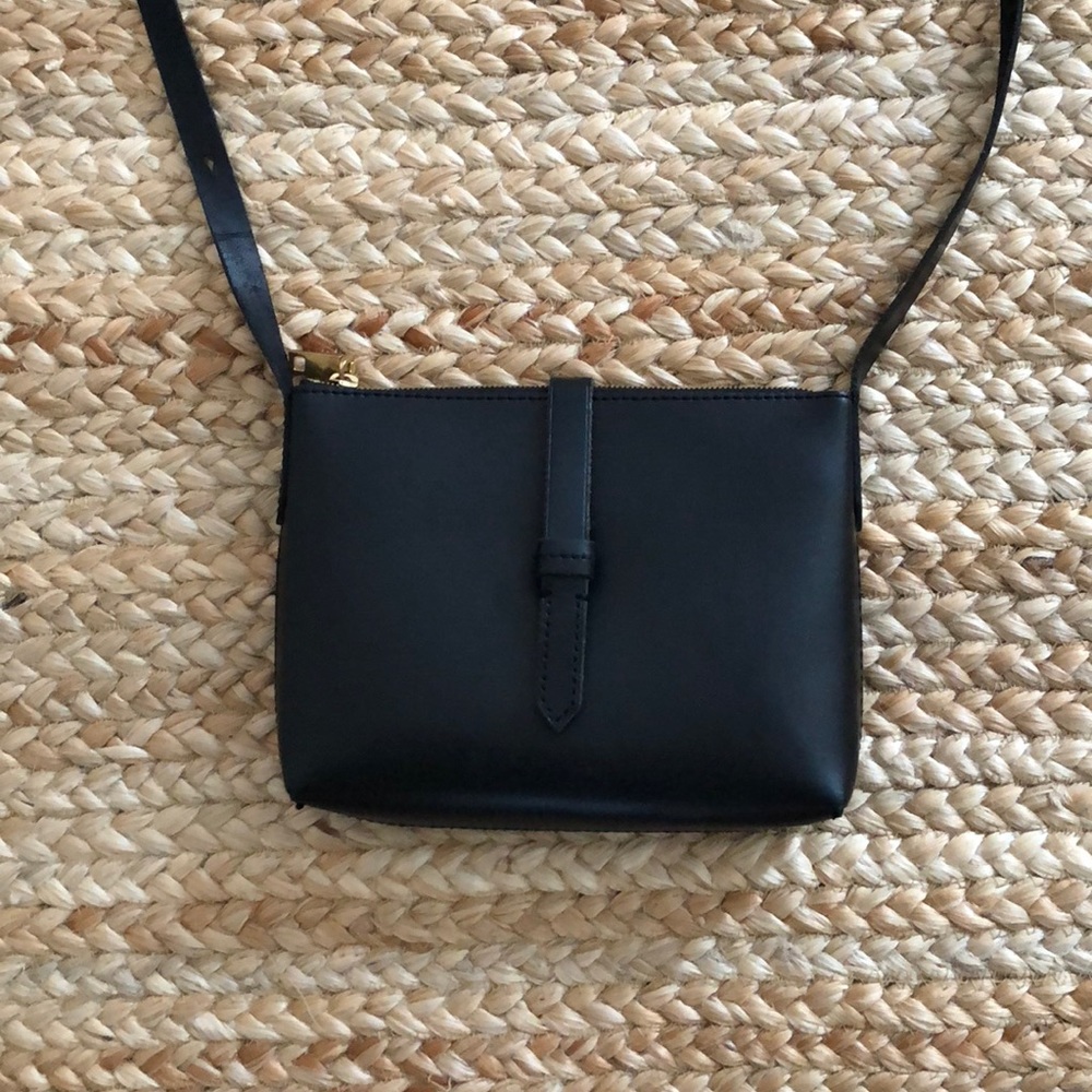 JCrew black leather crossbody bag